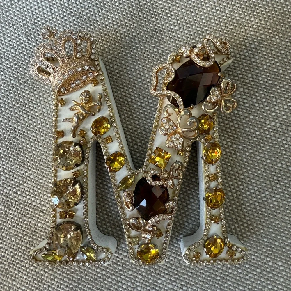 Custom Rhinestone Letter Decor Sparkly‎ Wall or Table Initials, Handmade Crystal